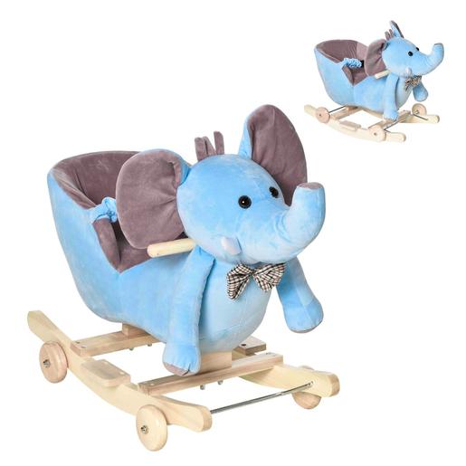 Homcom - Elefante balancín con ruedas azul