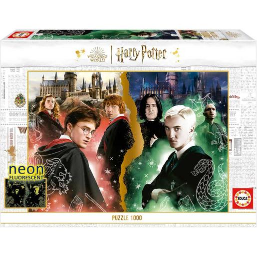 Harry Potter - Puzzle neón de 1000 piezas: Mundo mágico de Harry Potter con cola Fix incluida