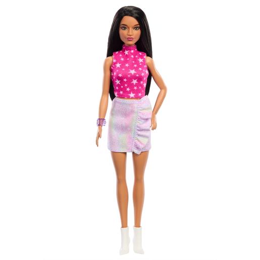Barbie - Muñeca Fashionista con Vestido Rosa Metálico ㅤ