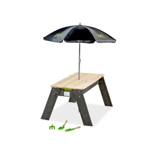 Exit - Mesa de juegos y picnic en madera Aksent con parasol