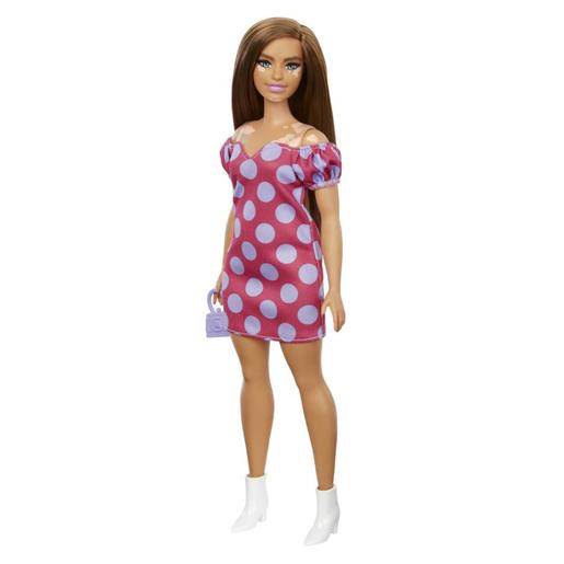 Barbie - Muñeca Fashionista Curvy Vitiligo - Vestido  de lunares
