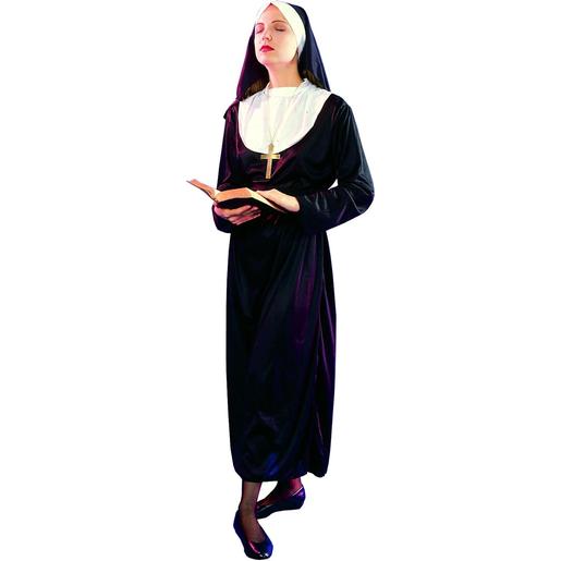 Disfraz de monja con velo negro (Talla única)ㅤ