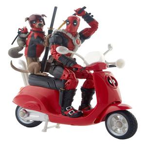 Marvel - Figura Deadpool con scooter y perro 15 cm
