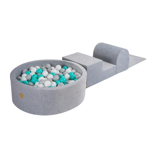 MeowBaby - Parque de juegos infantil de espuma gris con piscina de bolas y 200 bolas turquesa/gris/blanco