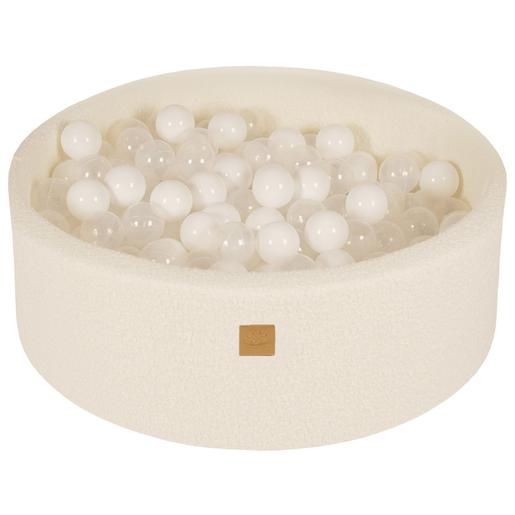 MeowBaby - Piscina redonda de bolas Boucle 90 x 30 cm con bolas blanco/transparente