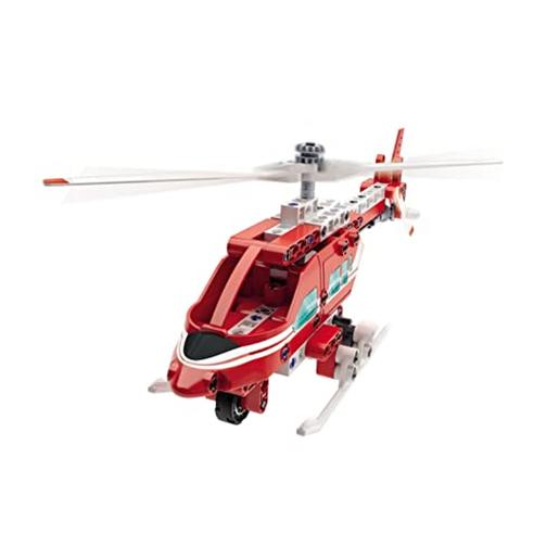 Clementoni - Set de construcción Mechanics Lab Helicóptero de Bomberos ㅤ