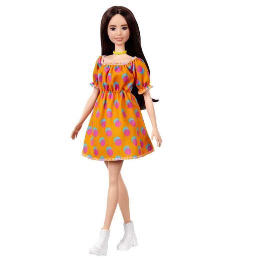 Barbie - Muñeca Fashionista - Vestido naranja sin hombros