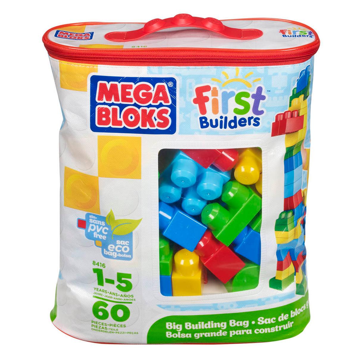 Nuevo Mega Bloks Primero Constructores gran construcción Bolsa Azul Juguete Regalo bloques 60 Piezas UK 