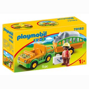 Playmobil - 1.2.3 Vehículo del Zoo con Rinoceronte