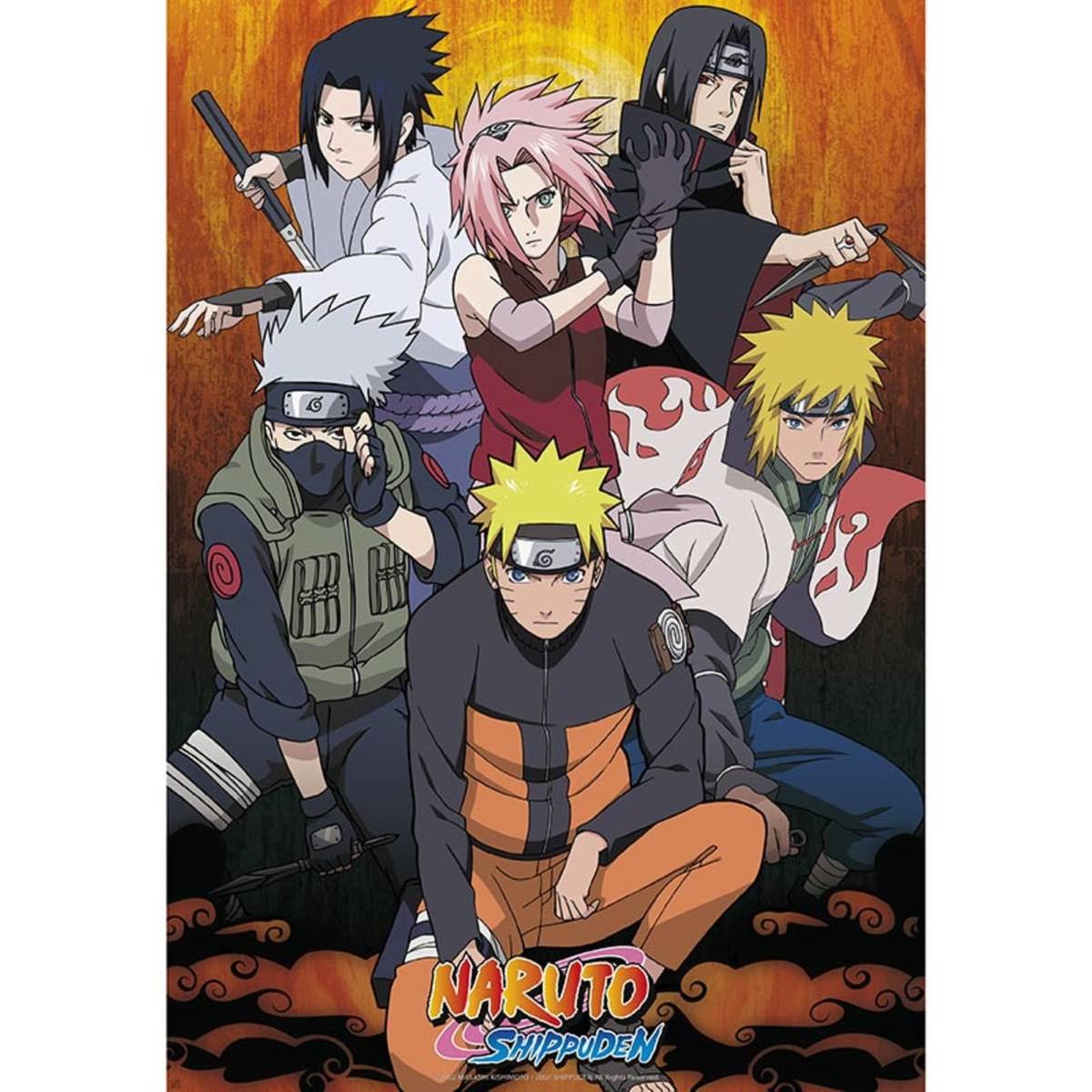 NARUTO Poster Naruto & emblème Konoha (52 x 38 cm)