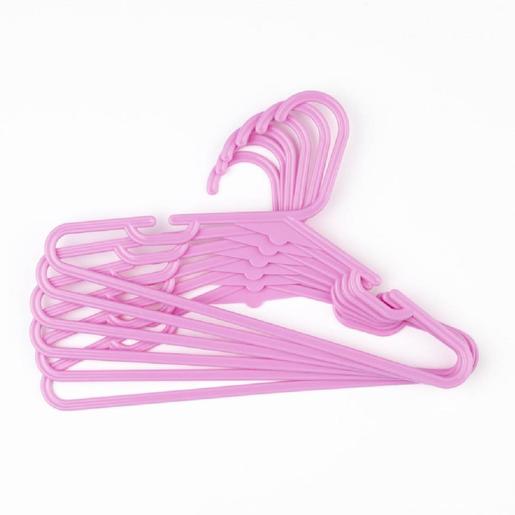 Giordani - Pack 6 perchas plástico rosa