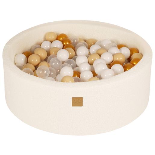 MeowBaby - Piscina redonda de bolas Boucle 90 x 30 cm con bolas oro/beige/blanco/transparente