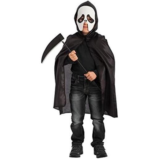 Juego fantasma con capa, máscara foami y guadaña en bolsa, negro 63 cm