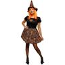 Vestido y sombrero de bruja con red de araña que brilla en la oscuridad para Halloween y Carnaval