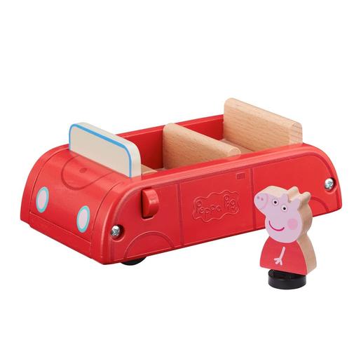 Peppa Pig - Coche rojo de madera con figura