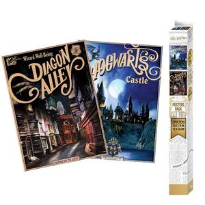 Imagen de Harry Potter - Pack de 2 pósteres retro Hogwarts y Diagon