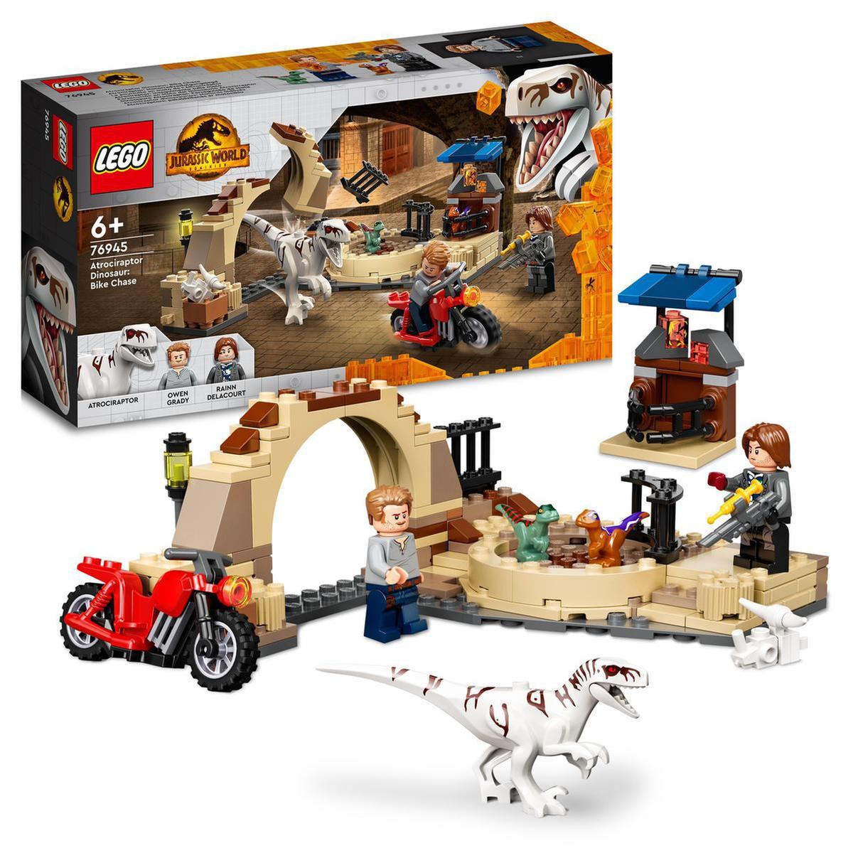 LEGO Jurassic World - Persecución en moto del dinosaurio Atrocirraptor -  76945, Lego Dino