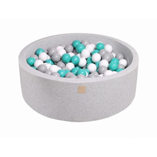MeowBaby - Piscina redonda de bolas gris 90 x 30 cm con 200 bolas blanco/gris/turquesa