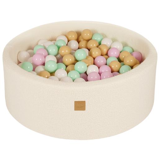 MeowBaby - Piscina redonda de bolas Boucle 90 x 30 cm con bolas rosa/menta/blanco/beige