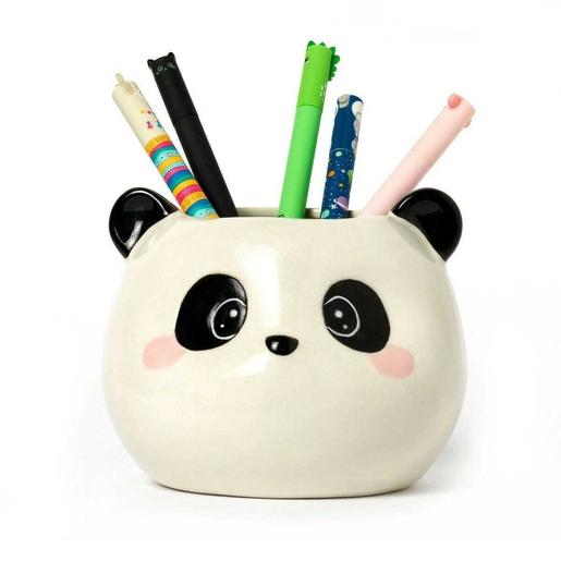 Panda - Portalápices de cerámica tema Panda, escritorio, pintado a mano ㅤ