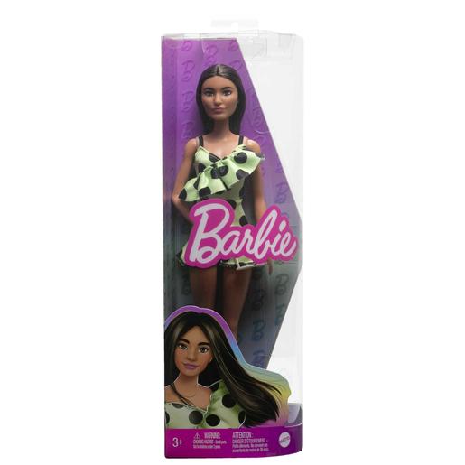 Barbie - Muñeca Fashionista con vestido asimétrico y accesorios de moda ㅤ