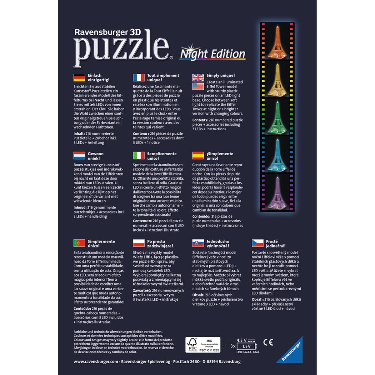Puzzle 3D Eiffel Night Edition | 3d Puzzle | Toys"R"Us España