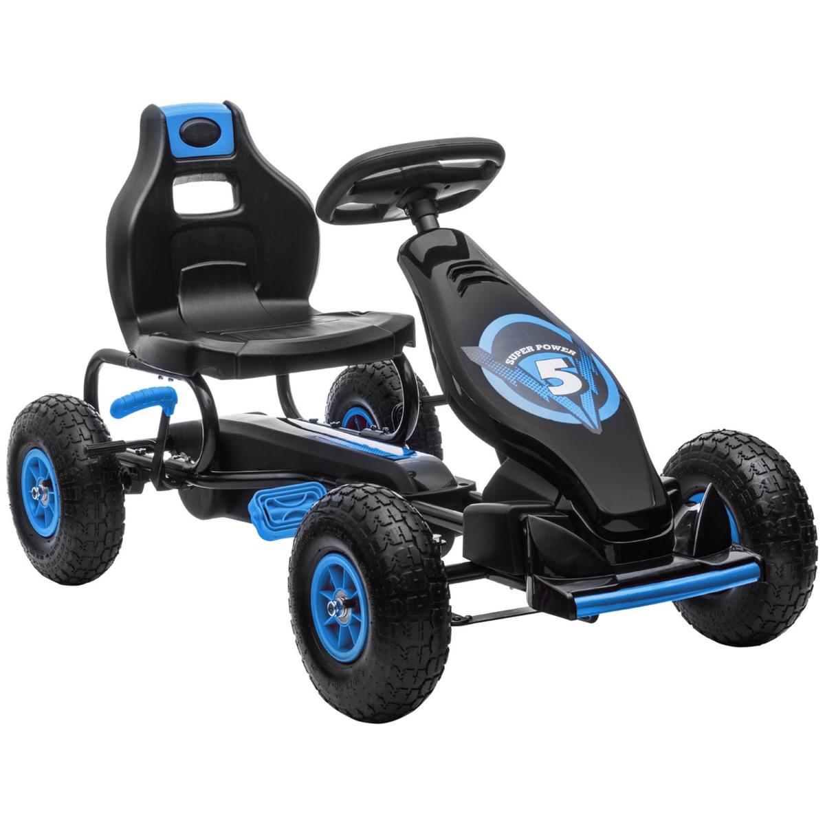 Homcom - Go Kart con pedales azul-negro, Go Karts