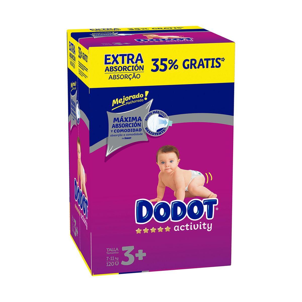 Dodot - Pañales Activity Extra T3+ (7-11 kg) 120 Unidades, Dodot