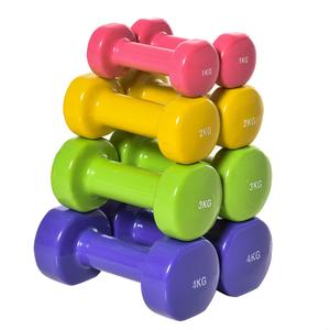 HOMCOM Juego de 8 Mancuernas Hexagonales 20 KG de 4 Pares 4 kg 3 kg 2 kg 1 kg Mancuernas