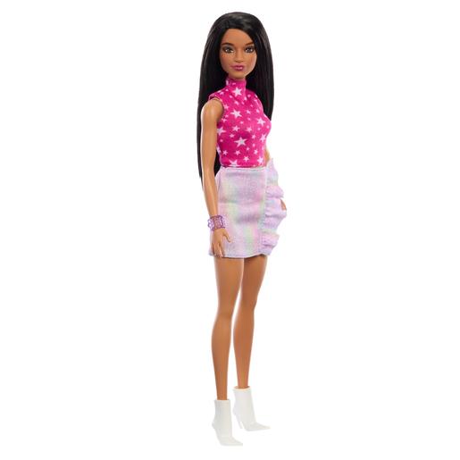 Barbie - Muñeca Fashionista con Vestido Rosa Metálico ㅤ
