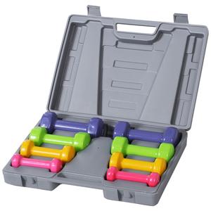HOMCOM Juego de 8 Mancuernas 4 Pares de 0.5kg 1 kg 1.5 kg 2kg Caja Exterior para Gimnasio