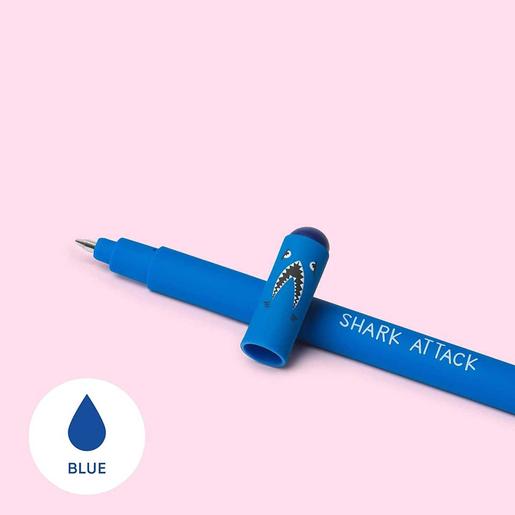 Legami - Bolígrafo de gel borrable con punta de 0,7 mm, tinta azul y tema de tiburón ㅤ