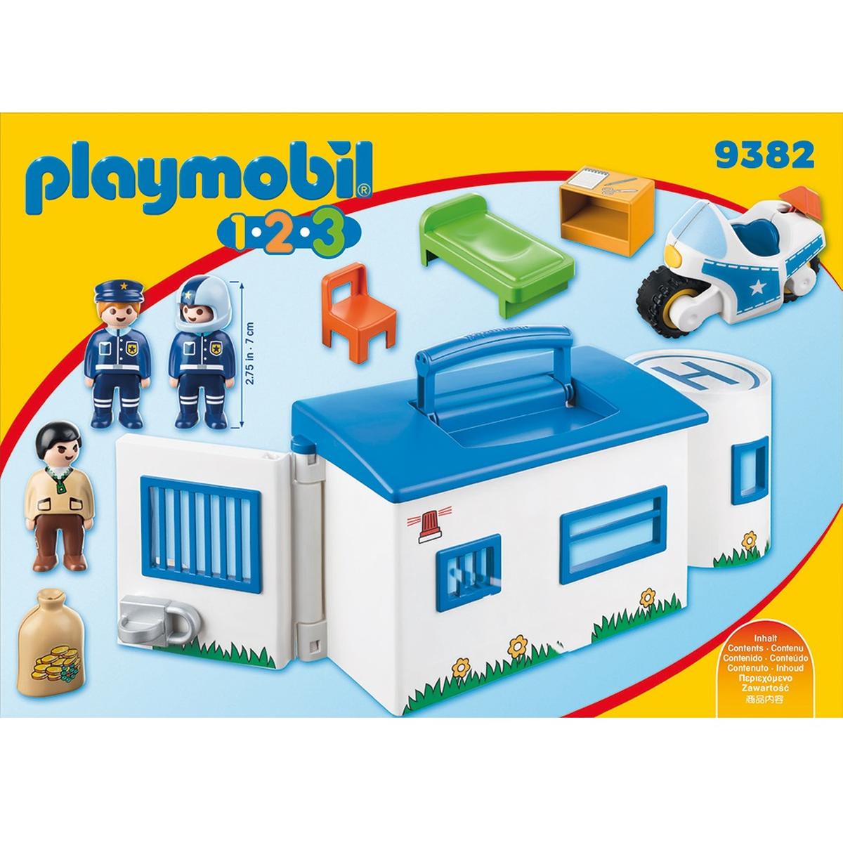 9382 Playmobil tomar a lo largo de la estación de policía Playmobil 1.2.3 conveniente para las edades de 1.5 y 