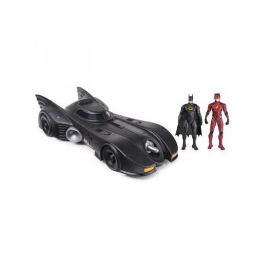 DC Cómics - Batman - Vehículo Batmobile con figuras Flash y Batman 10cm