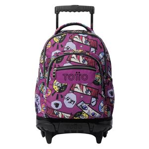 Totto Mochila escolar ruedas Renglones Material: Poliéster reciclado 32 x 45.5 x 18 cm