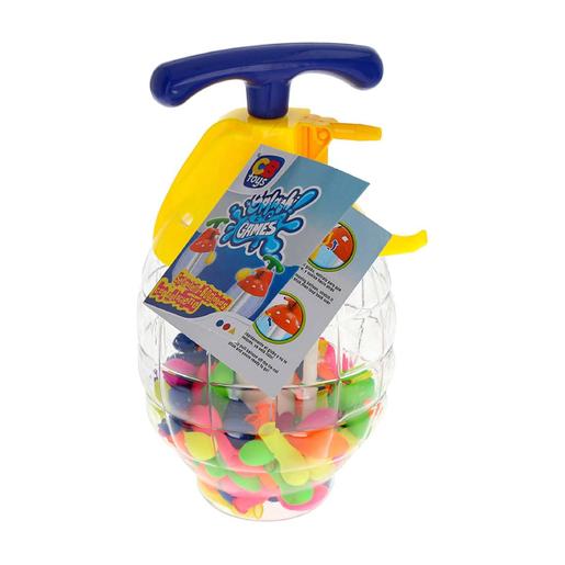 Set botella con hinchador y globos (varios colores)