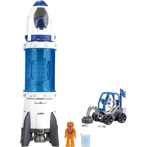 Cohete espacial construye y juega con luces y sonido, vehículo lunar y detector de metales real