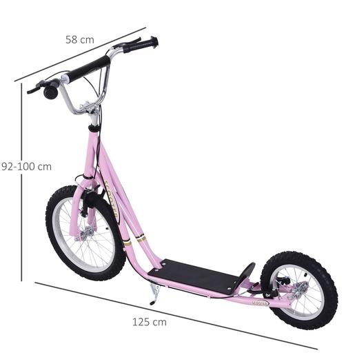 Homcom - Patinete Scooter Ajustable 2 ruedas Grande Rosa