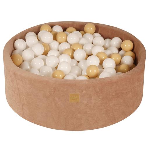 MeowBaby - Piscina redonda de bolas beige 90 x 30 cm con 200 bolas beige/blanco