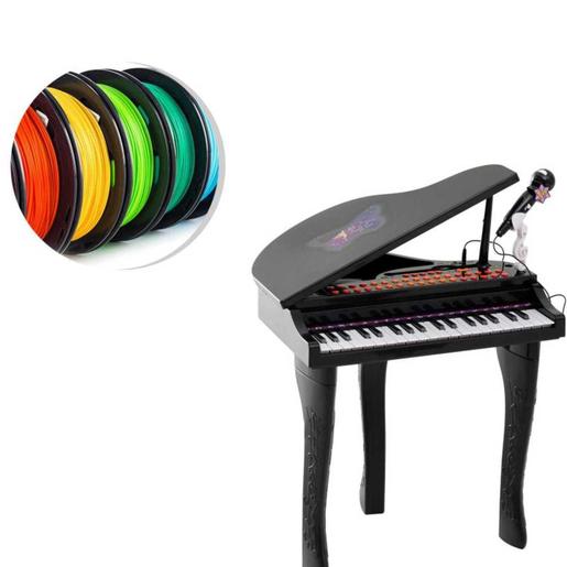 Homcom - Mini Piano Electrónico de Juguete Negro