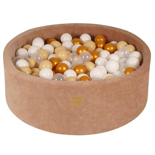 MeowBaby - Piscina redonda de bolas beige 90 x 30 cm con 200 bolas oro/beige/blanco/transparente