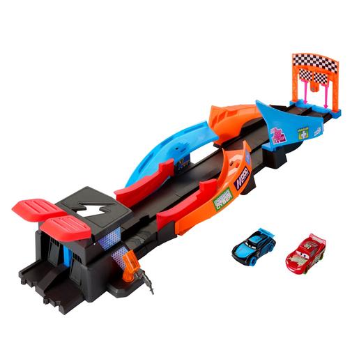 Disney - Cars - Pista de coches de juguete que brilla en la oscuridad, incluye 2 vehículos ㅤ