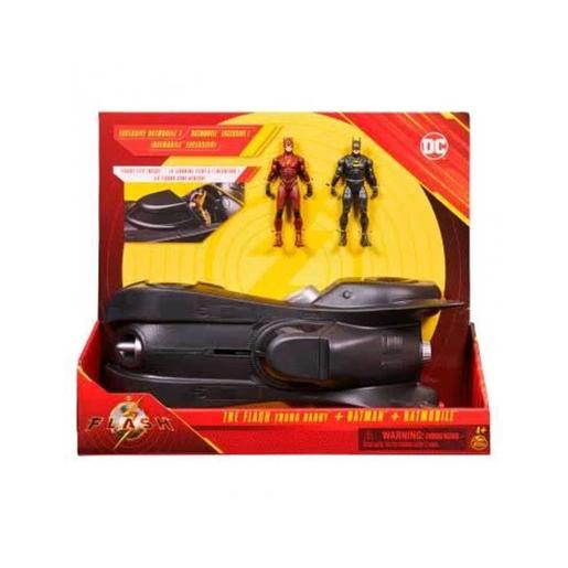 DC Cómics - Batman - Vehículo Batmobile con figuras Flash y Batman 10cm