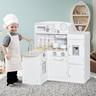Homcom - Cocina infantil de madera con encimera y fregadero Blanca