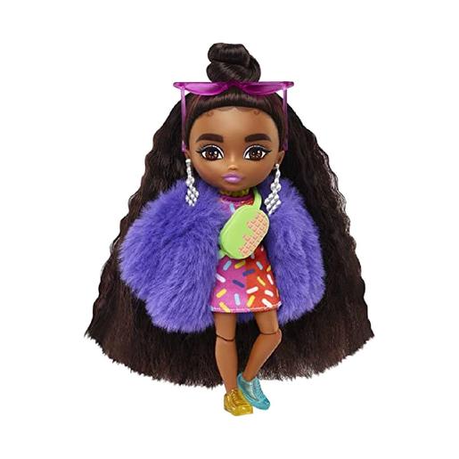 Barbie - Muñeca Extra - Minimuñeca con vestido estampado