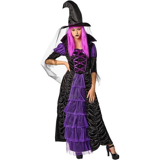 Disfraz de bruja malvada con vestido y sombrero para mujer