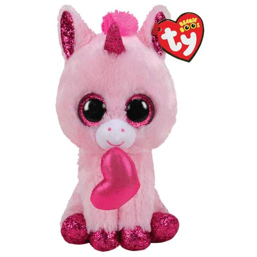 Beanie Boos - Unicornio rosa con corazón - Peluche 15 cm