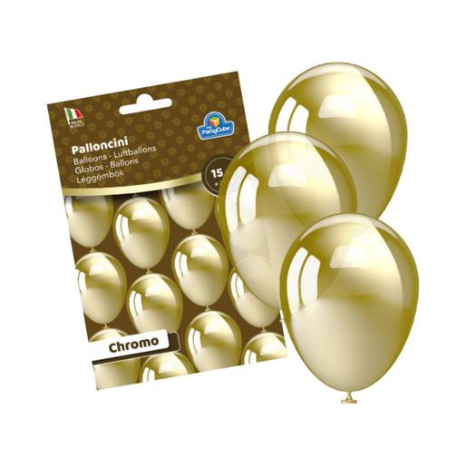 Pack 15 globos oro cromado