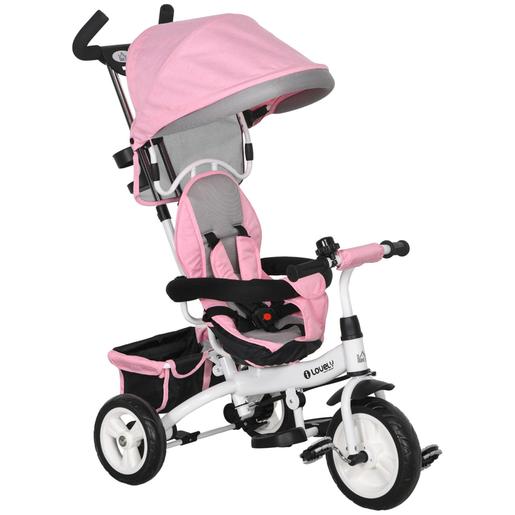 Homcom - Triciclo para bebé con capota Rosa