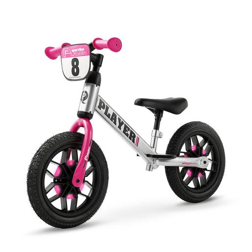 Bicicleta sin pedales Player rosa con luces LED